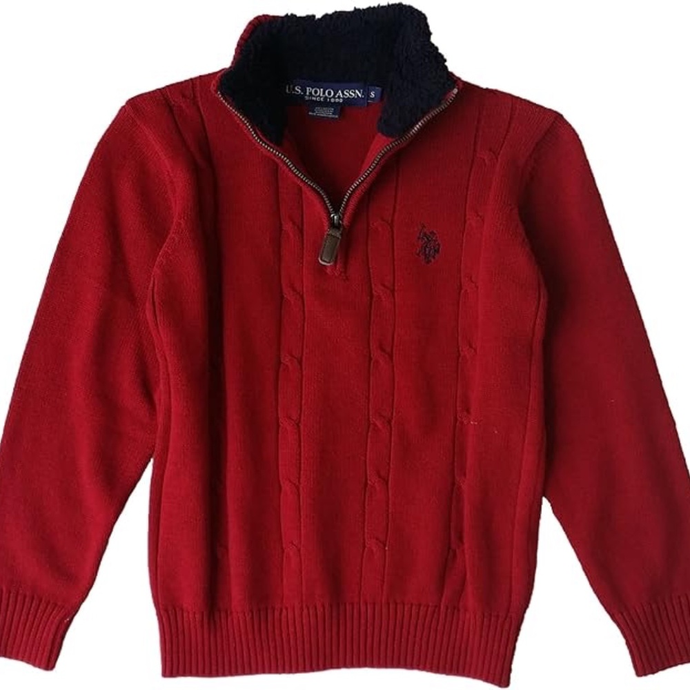 U.S. Polo Assn. Red Knit Pullover with Black Collar